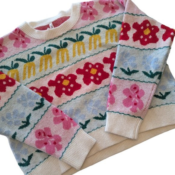 Dreamers by Debut Cropped Style Multi Colour Patterned Sweater - Picture 6 of 13